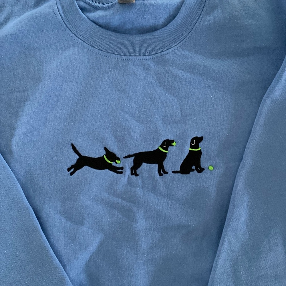 Black lab with ball Embroidered Sweatshirt